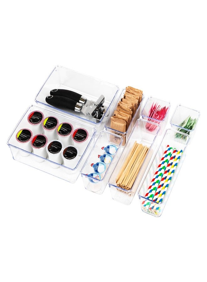 Mind Reader 8-Piece Drawer Organizer Set, Storage Trays for Kitchen, Bathroom, Office, Makeup, Jewelry & More, Junk Drawer Tray, Utensil Holder, Plastic, Clear - Image 5