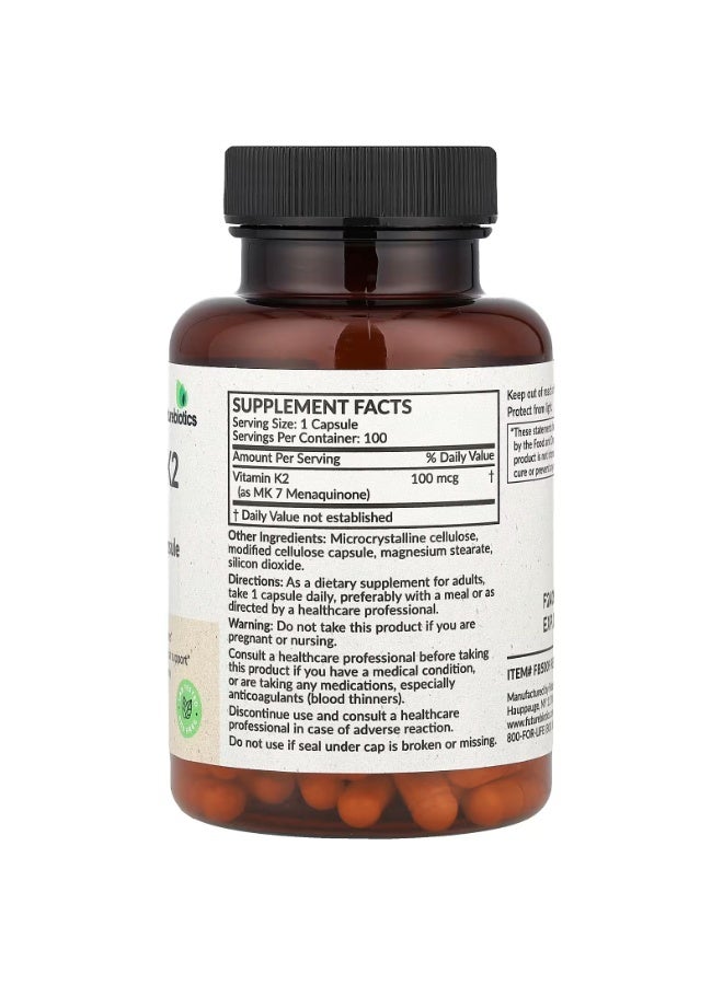 فيوتشر بايوتكس فيوتشربيوتكس، فيتامين ك2 على شكل MK-7، 100 ميكروغرام، 100 كبسولة نباتية - Image 2