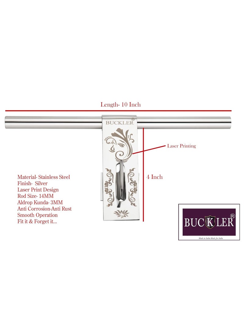 BUCKLER BUCKLER Stainless Steel Aldrop for Main Door Gate Kitchen Bedroom DoorOffice Door and Wooden Doors Ganpati ji Laser Print 14MM3MM 10 Inch 4 4  - Image 2