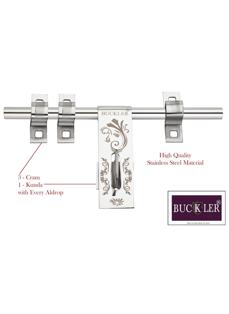 BUCKLER BUCKLER Stainless Steel Aldrop for Main Door Gate Kitchen Bedroom DoorOffice Door and Wooden Doors Ganpati ji Laser Print 14MM3MM 10 Inch 4 4  - Image 3