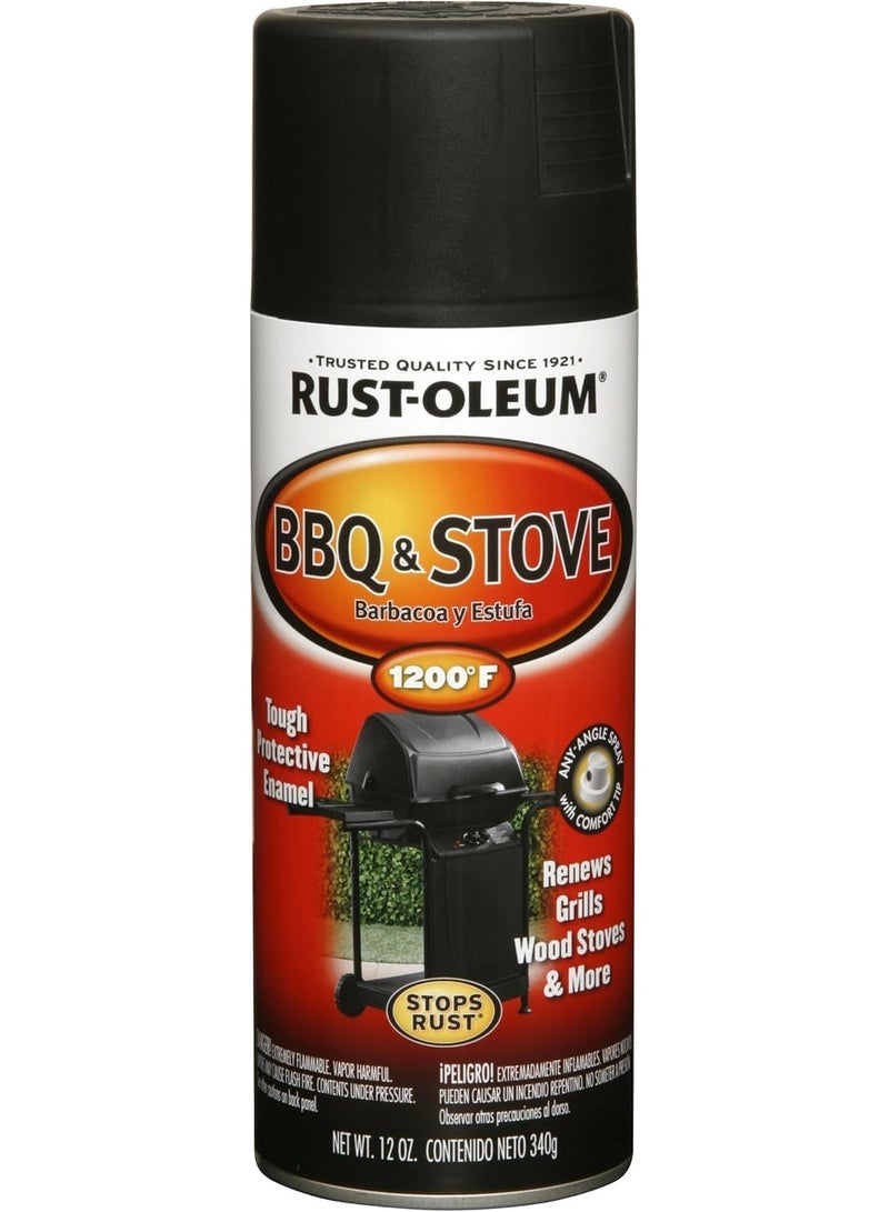 Rust-Oleum 249310 Automotive BBQ & Stove Spray Paint, 12 oz, BBQ Black - Image 1