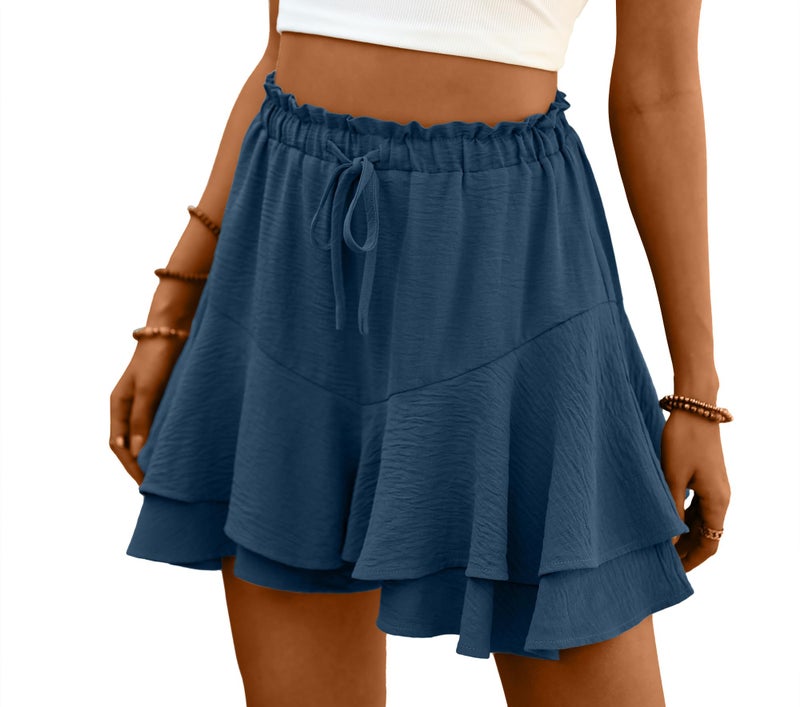 Lepunuo Women's Mini Skorts High Waist Ruffle Tiered Shorts Flowy Butterfly Lightweight Short Summer Beach Lounge Shorts - Image 1