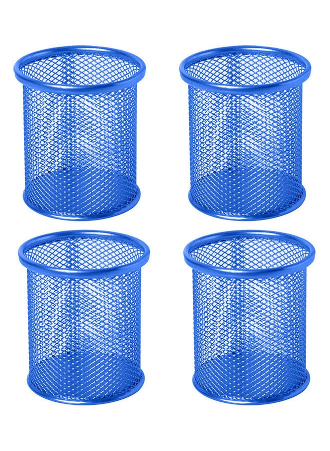 NIBEMINENT 4-Piece Round Grid Pen Holder Container Blue