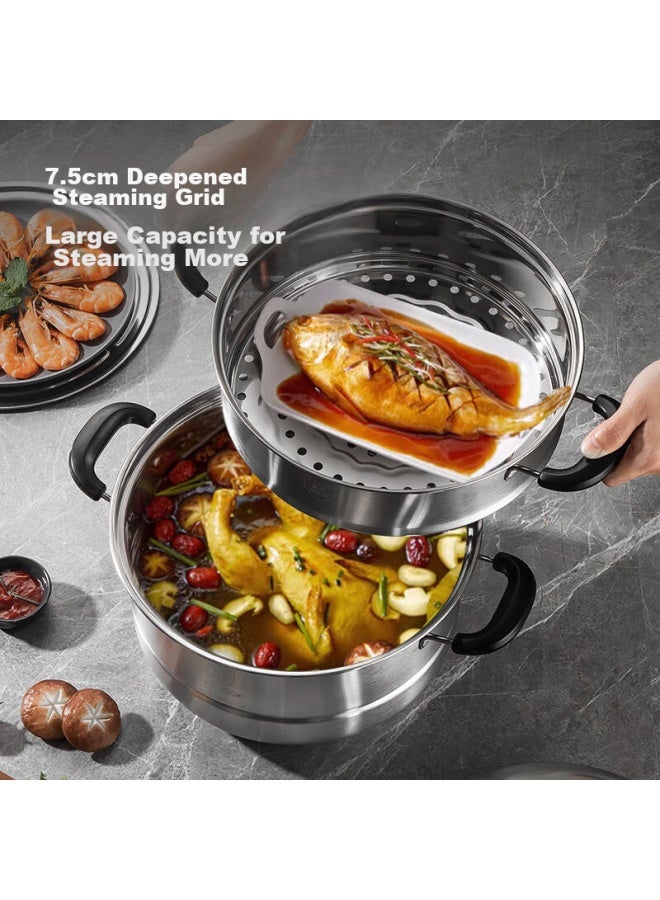 MAX COOK Maxcook Stainless Steel Steamer Pot, 26cm Two-layer Steamer And Soup Pot, High Dome Lid With Temperature Sensing, Compatible With Gas And Induction Stoves, Mcz972 - Image 5