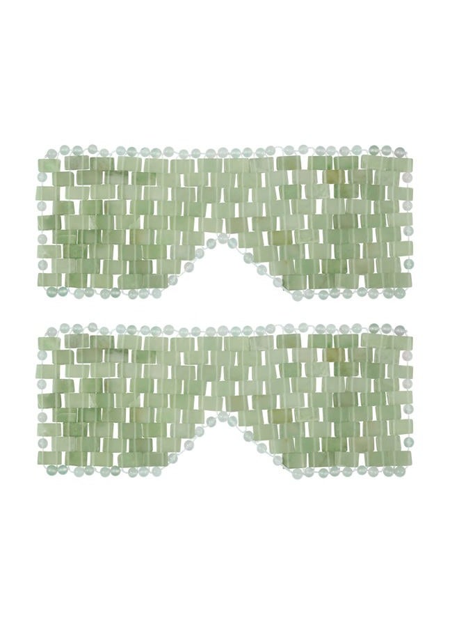 gemshan Jade Eye Mask, gemshan 2 Pcs Stone Eye Mask Hot or Cold Use, Green Jade Facial Eye Sleeping Mask - Image 1