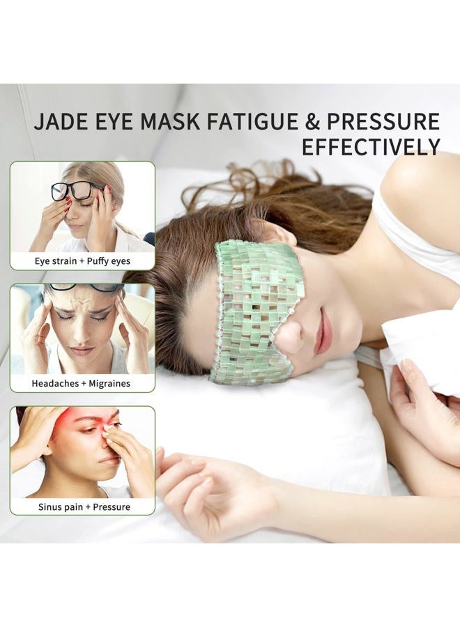 gemshan Jade Eye Mask, gemshan 2 Pcs Stone Eye Mask Hot or Cold Use, Green Jade Facial Eye Sleeping Mask - Image 2