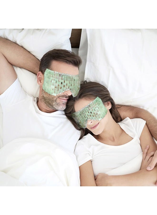 gemshan Jade Eye Mask, gemshan 2 Pcs Stone Eye Mask Hot or Cold Use, Green Jade Facial Eye Sleeping Mask - Image 4