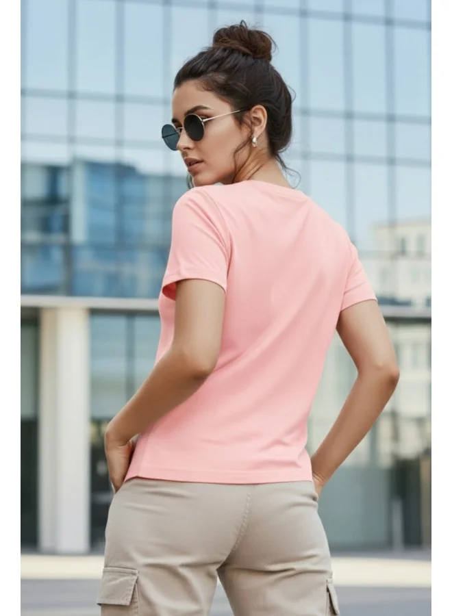 جونبيري JUNEBERRY® Trendy Women’s Regular Fit Printed Pure Cotton T-Shirt – Soft Casual Graphic Tee, Perfect (JB_55_Donut_RW_L)