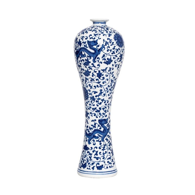 13 China Ceramic Vase Blue and White Porcelain Chinese Handmade Decorative Flower Vase for Living Room Home Decor Office Table Centerpiece lianhua