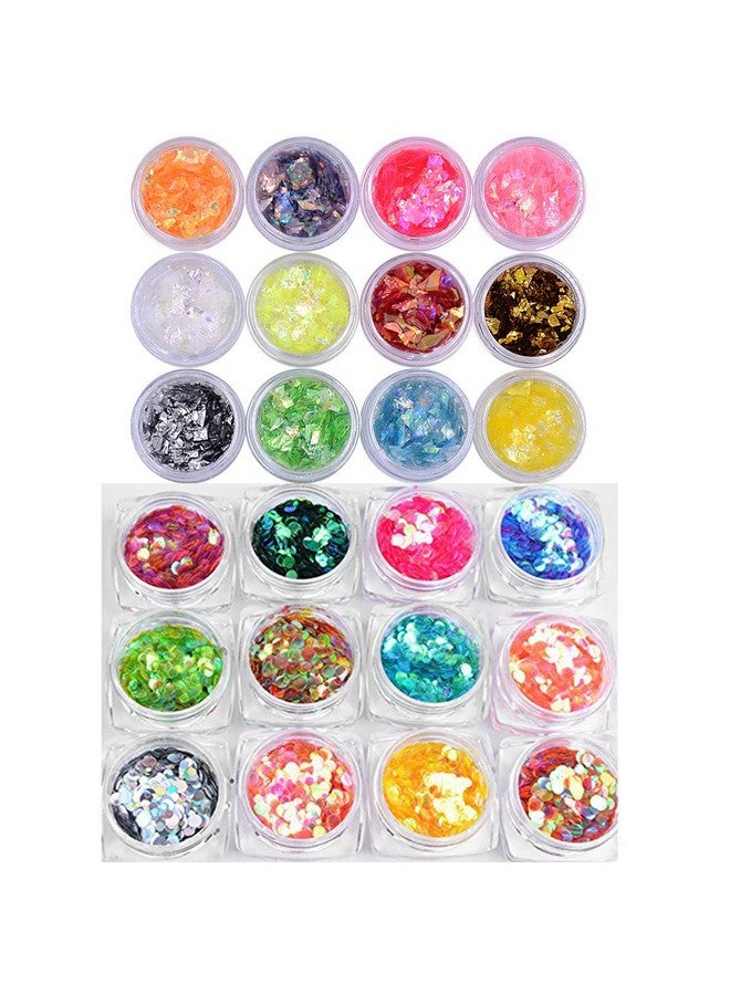 يس ليدي بريق أظافر Yeslady، شرائح مايلر، ترتر، رقائق قزحية سميكة، زينة حورية البحر المستديرة، ملصقات فنية DIY، نصائح للزينة، 24 صندوقًا - Image 1