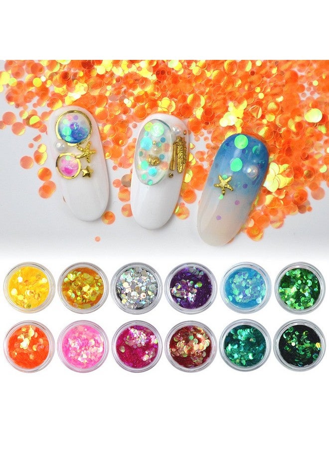 يس ليدي بريق أظافر Yeslady، شرائح مايلر، ترتر، رقائق قزحية سميكة، زينة حورية البحر المستديرة، ملصقات فنية DIY، نصائح للزينة، 24 صندوقًا - Image 3