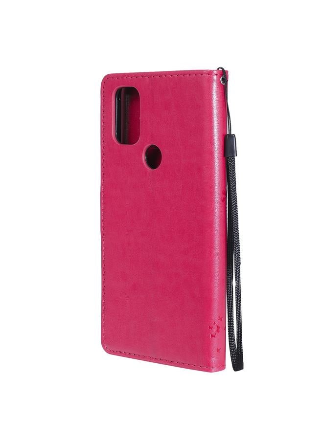 S-TOP Case For OnePlus Nord N10 5G Tree & Cat Pattern Pressed Printing Horizontal Flip PU Leather Case with Holder & Card Slots & Wallet & Lanyard - Image 3