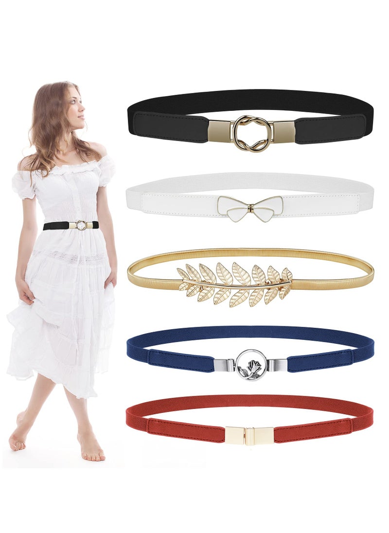 KASTWAVE - Skinny Belts for Women 5 Pack, Fashion Dress Belts Stretch Women Waist Belts Plus Size Elastic Waist Band for Dresses - Image 1