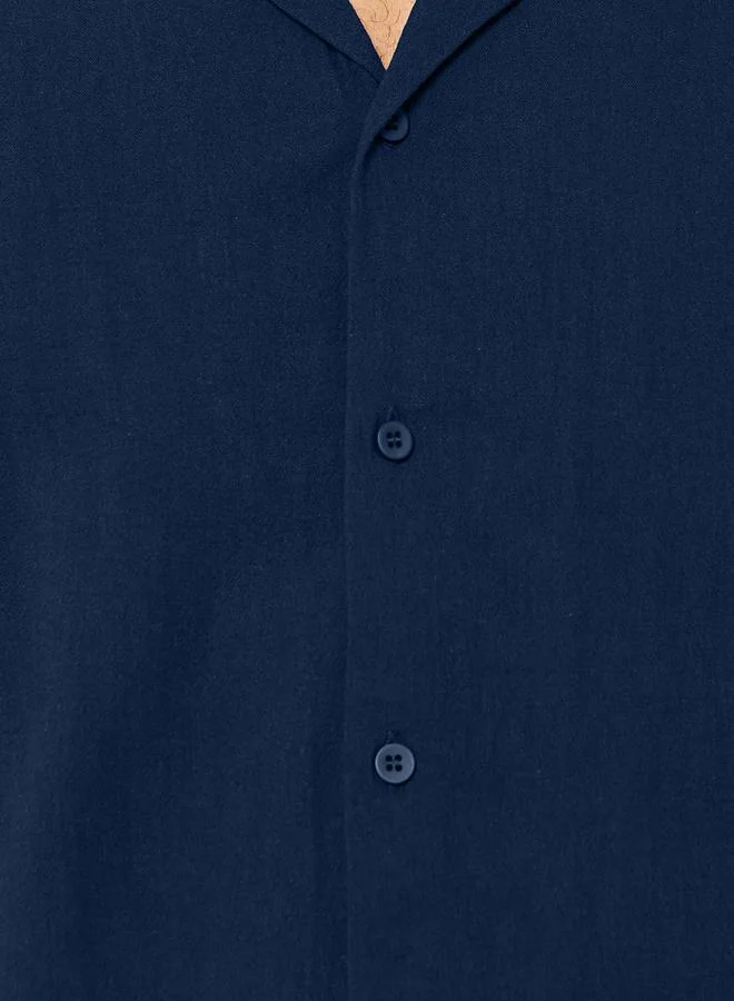 Styli Cotton Textured Resort Collar Relaxed Shirt