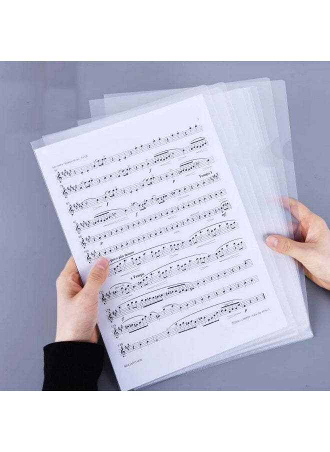 Wiekyze - Ltype Plastic Folder Safe Project Pockets Transparent Clear Document Folder 12Pcs For A4 Paperplastic Paper Jacket Sleeves In Assorted Project Folders - Image 1