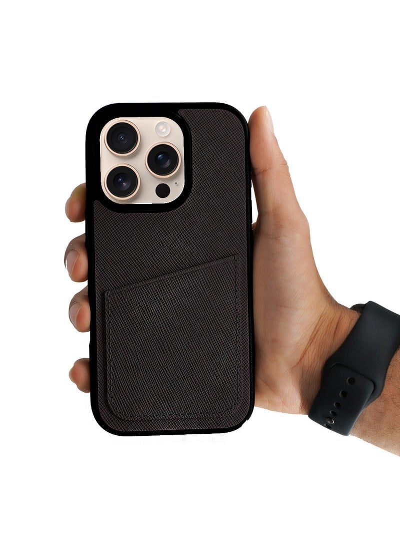 A-Case itsmycase Series Ambar with a Compact Wallet that Made of Soft Material Compatible with iPhone 16 Pro Max - Black