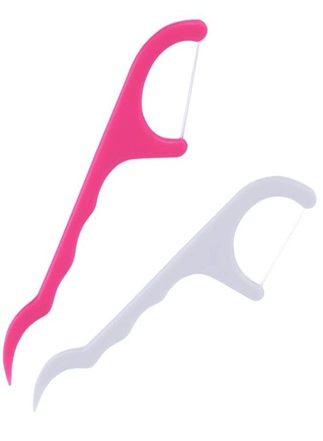 AZLVERA Dental Floss Pick with Handle, Pink and White, Pack of 20 - Image 1