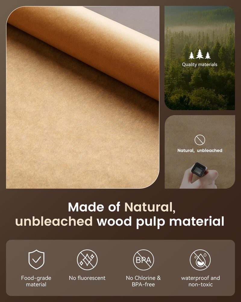 AMFOCUS Parchment Paper Sheets, 9x13 In Non-Stick Precut Baking Parchment for Baking, Grilling, Air Fryer, Steaming, and More (Unbleached) - Quarter Sheet Size, Perfect for Bread, Cakes, Cookies, 100PCS - Image 2
