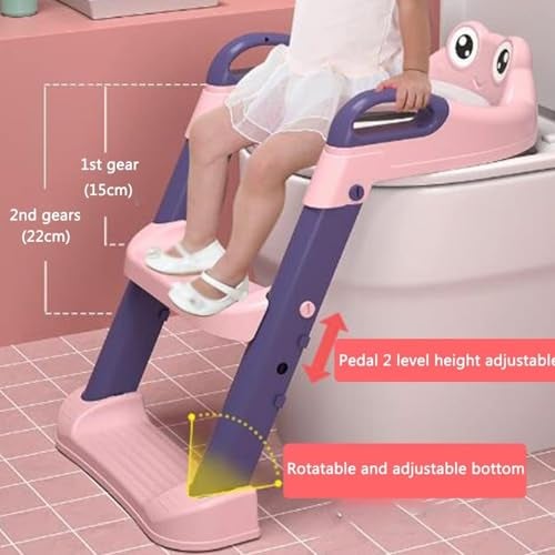 Safe-O-Kid® Potty Training Seat with Ladder 1-Year Warranty Potty seat cum toilet seat Foldable, Non-Slip & Sturdy Toilet Trainer for Boys & Girls | Fits all standard size toilets - Pink - Image 3