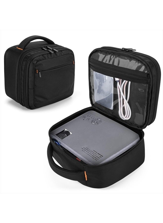 CURMIO Double Layers Projector Case, Mini Projector Carrying Bag Compatible for DR.J Professional and QKK Mini Projector, Black  - Image 1