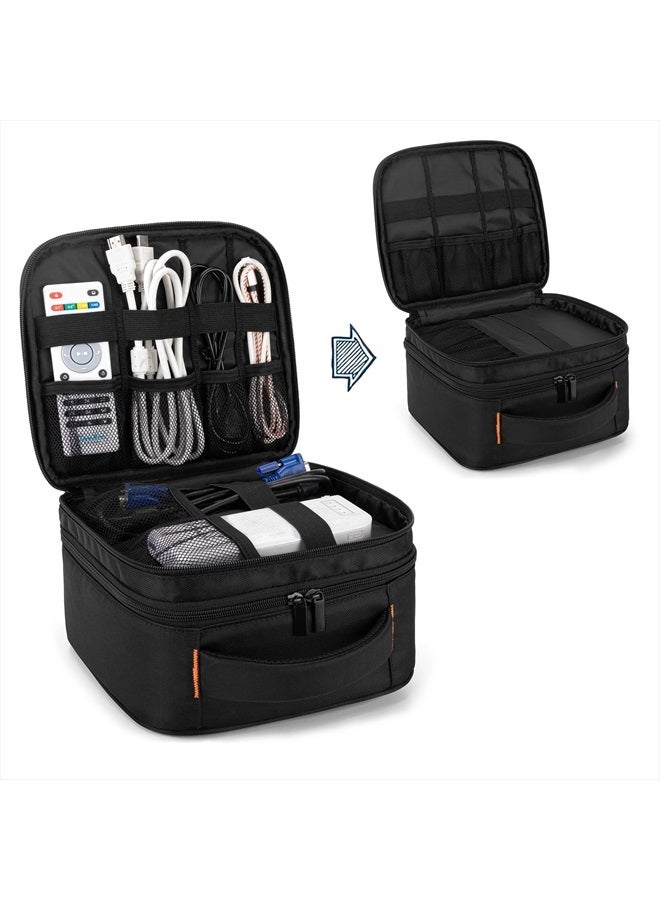 CURMIO Double Layers Projector Case, Mini Projector Carrying Bag Compatible for DR.J Professional and QKK Mini Projector, Black  - Image 2