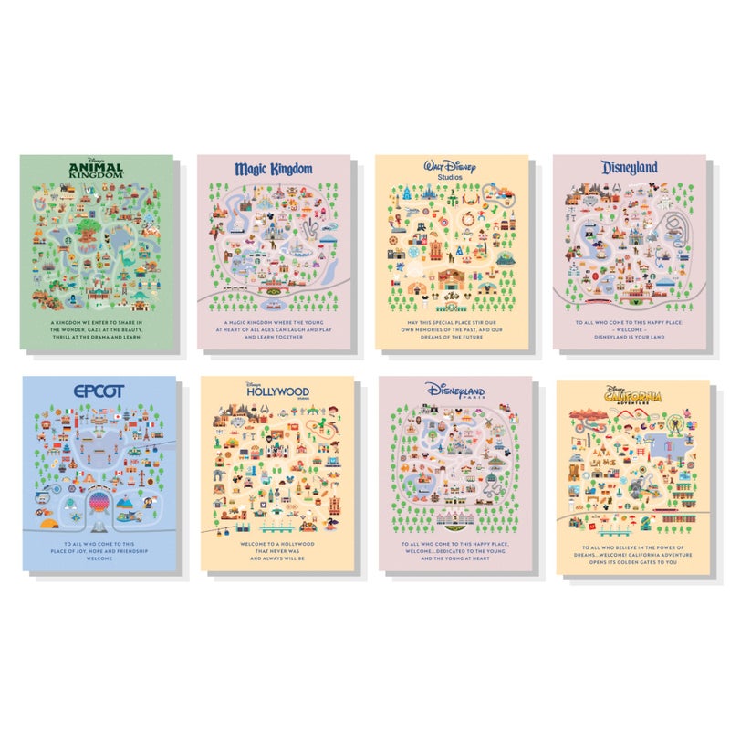 BigWig Prints Disneyland Posters Disney Wall Art Disneyland Travel Poster Disney Prints Wall Art Magic Kingdom and Epcot Picture Decor Theme Park Map Artwork Set Unframed Set of 8 8x10 - Image 2