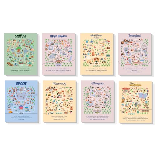 BigWig Prints Disneyland Posters Disney Wall Art Disneyland Travel Poster Disney Prints Wall Art Magic Kingdom and Epcot Picture Decor Theme Park Map Artwork Set Unframed Set of 8 8x10 - Image 1