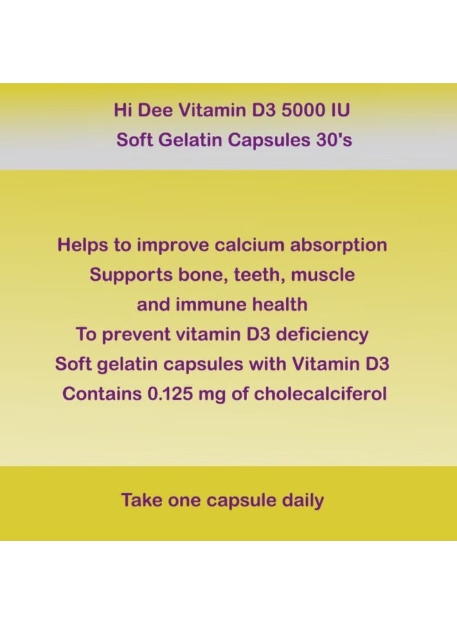 ms pharma Hi Dee Vitamin D3 5000IU 30Capsules - Image 2
