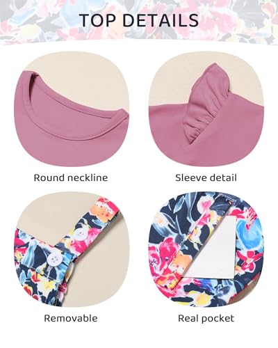 YUEMION Toddler Girl Clothes 2Pcs Baby Girl Outfit Fall Winter Clothing Floral Long Sleeve Top+ Overall Pants Set (Purple, 3-4T) - Image 2