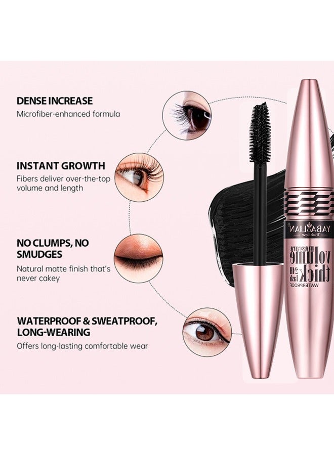 Yabaolian Mascara Volume Thick 24H Lash Waterproof-3D Mascara, Non Smudging, Long Lasting Thick Mascara,Smudge-Proof Mascara Long-Lasting No Flaking Natural No Clumping, All Day Exquisitely Full (Black) - Image 3