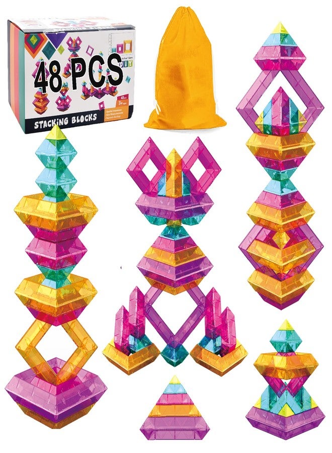 WSKC Building Blocks 48 PCS Stacking Toys for Kids 3 4 5 6 Years Old, Preschool Learning Activities for Toddlers 3-4 Years, STEM Educational Learning Toys Gifts for Boys Girls - Image 1
