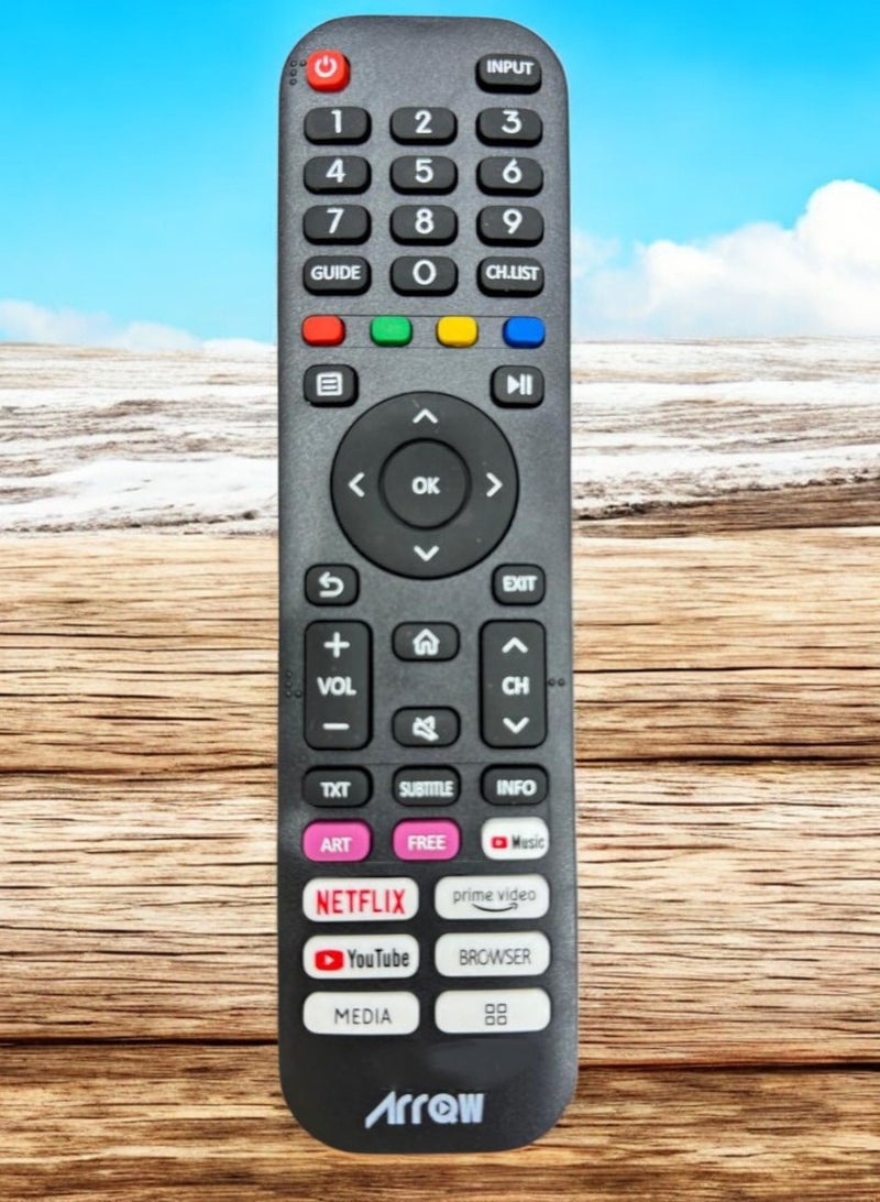 ارو جهاز تحكم عن بعد عالمي للتلفزيون الذكي مزود بأزرار مخصصة للبث والوسائط المتعددة - Image 1
