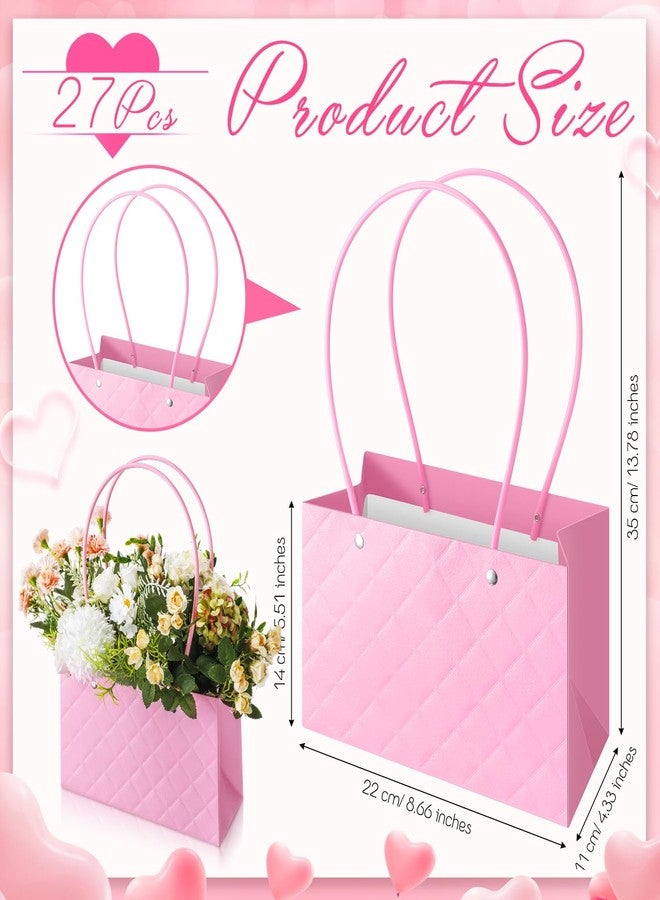 تاوباري مجموعة تاوباري من 27 كيسًا ورقيًا لهدايا الزهور لعيد الحب، مزودة بمقابض، صندوق زهور، أكياس زهور، لوازم بائعي الزهور، صندوق هدايا فارغ مقاوم للماء لباقات الزهور، مناسب لعيد الأم، التخرج، الزفاف، وأعياد الميلاد - Image 2