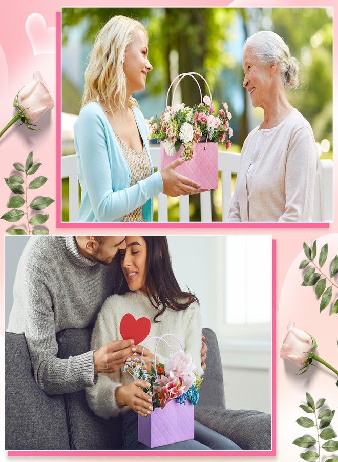 تاوباري مجموعة تاوباري من 27 كيسًا ورقيًا لهدايا الزهور لعيد الحب، مزودة بمقابض، صندوق زهور، أكياس زهور، لوازم بائعي الزهور، صندوق هدايا فارغ مقاوم للماء لباقات الزهور، مناسب لعيد الأم، التخرج، الزفاف، وأعياد الميلاد - Image 5