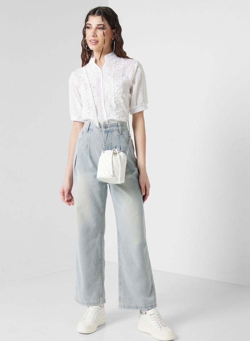 جينجر بنطال جينز أوربان مينكس بخصر عالٍ وأرجل واسعة - Image 1