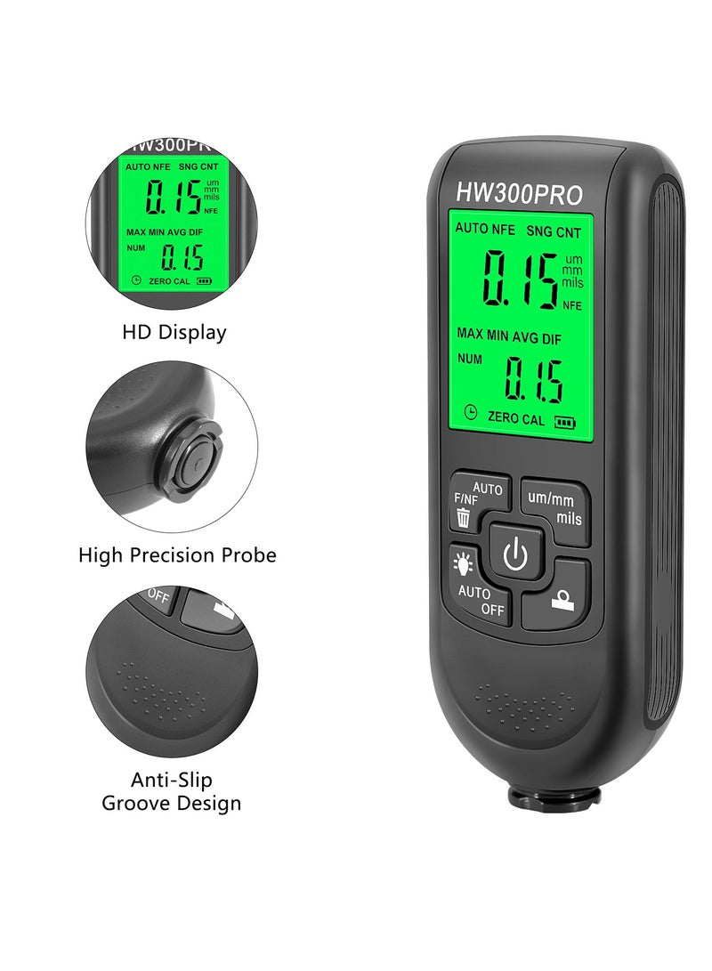 SYOSI HW-300Pro Digital Car Paint Thickness Gauge – Auto/Manual Fe  Non-Fe Coating Tester (0-2000μm) for Automotive Detailing, Used Car Inspection  Body Repair | High-Precision Paint Meter with LCD Screen - Image 3