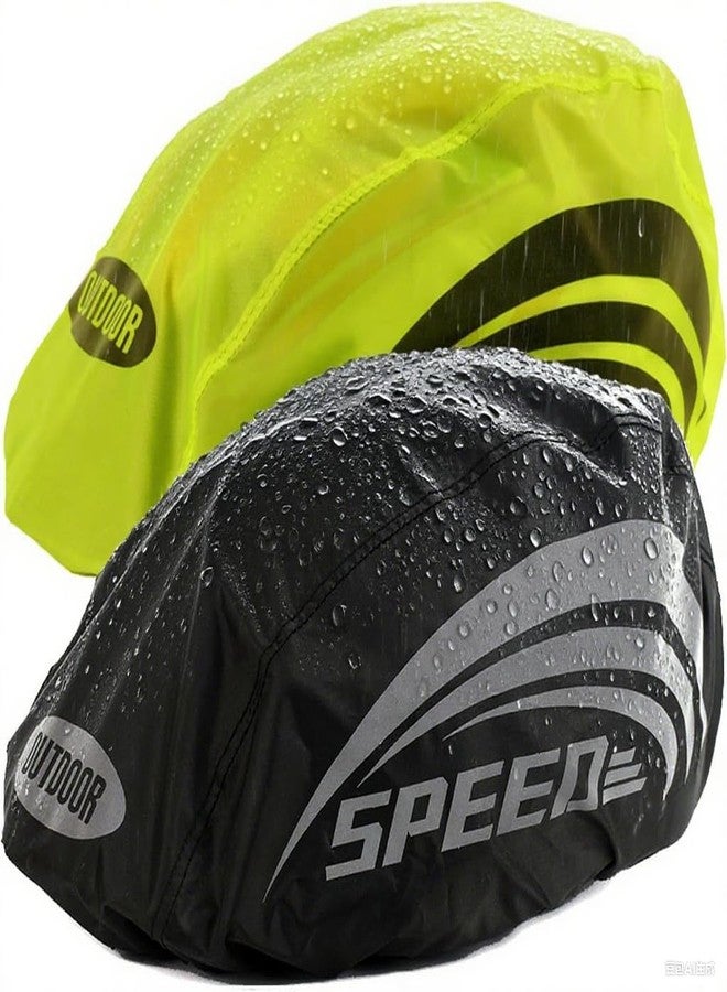 JSAHAH Pack of 2 Bike Helmet Covers Bicycle Helmet Rain Covers (Green Black) - Image 3