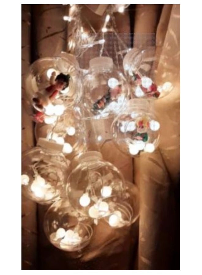 LED star with a ball design featuring a Fananees character, 8 pieces, 2 plugs, and warm light - For decoration and Ramadan adornment. - Image 1