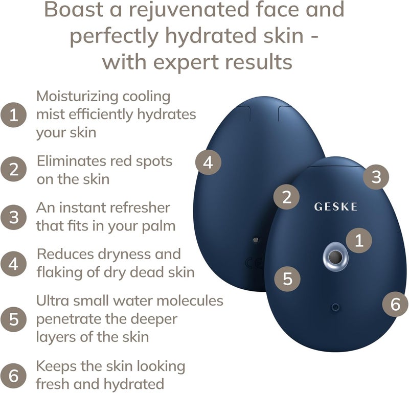 GESKE SmartAppGuided™ Facial Hydration Refresher | 4 in 1 | Water Atomiser | Face Steamer | Water Spray | Face Mister | Facial Cleansing Device | Spray Mist | Cosmetics | Natural Glow - Image 2