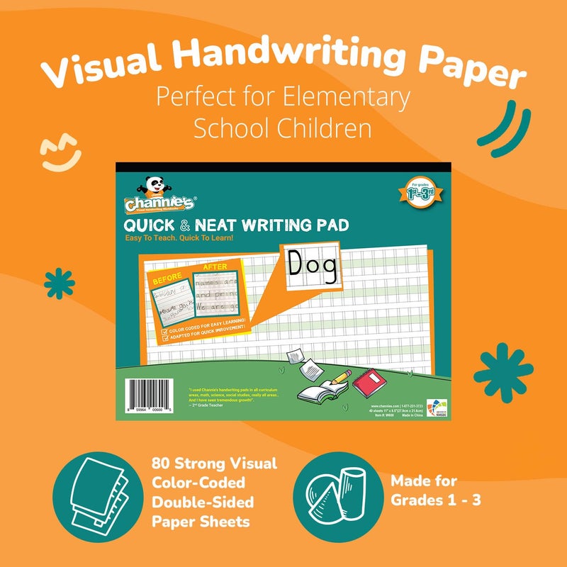 Channie's PHG6 Visual Handwriting Worksheet for 1st - 3rd grades. Handwriting Simplified! Most visual handwriting learning workbook worksheet. - Image 2