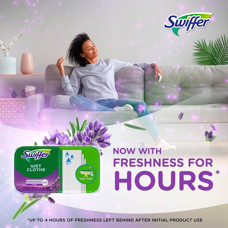 Swiffer Sweeper Wet Mopping Cloths with Febreze Freshness, Lavender Vanilla & Comfort, 24 Count (Pack of 2) - Image 5