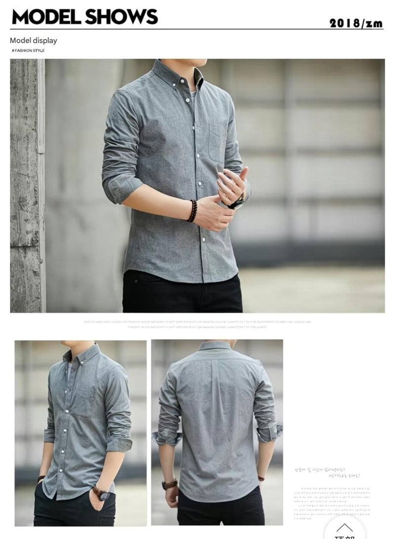 A.M Spring and autumn long-sleeved shirt men's jacket, no ironing Oxford business formal casual shirt men - Image 5
