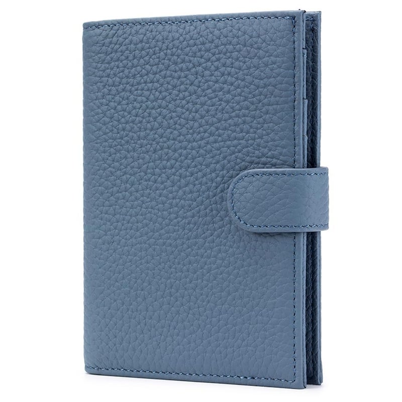 LnxLtw Leather RFID Blocking Passport Holder for Travel Women â€“ Multiple Slim Passport Wallet for Women with Card Slots, Zippered Coin Pocket & Travel Passport Cover Case Gift Readyâ€“ Denim Blue - Image 1