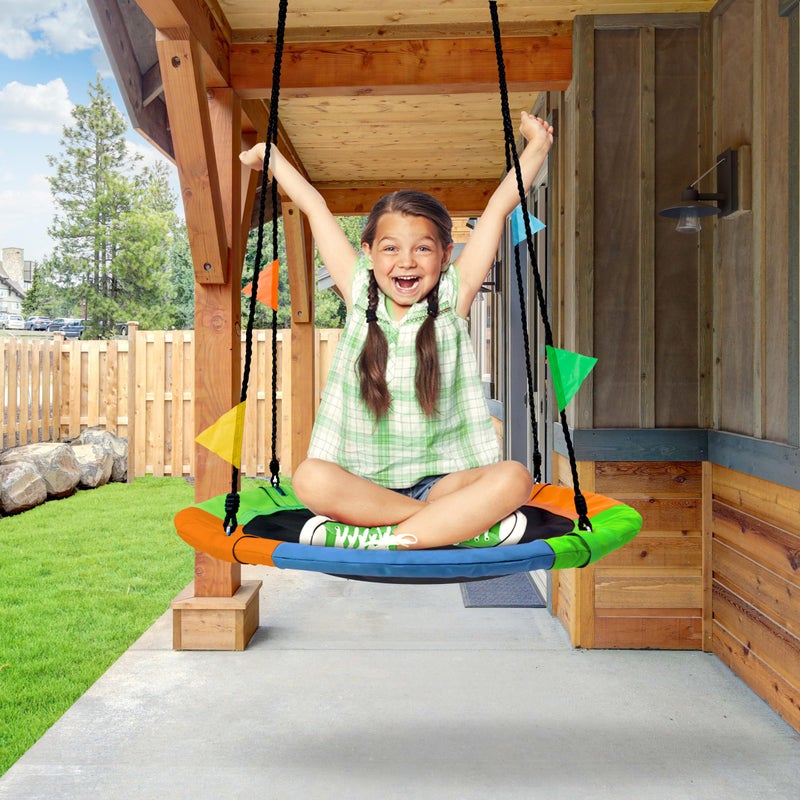 Sorbus 24" Saucer Tree Swing for Kids- 220lbs Outdoor Swing Fun- Tree Glider Therapy Swing-Durable Multi-Strand Adjustable Ropes Seat- Trampoline Net for Indoor/Outdoor, Accessory Included - Image 4