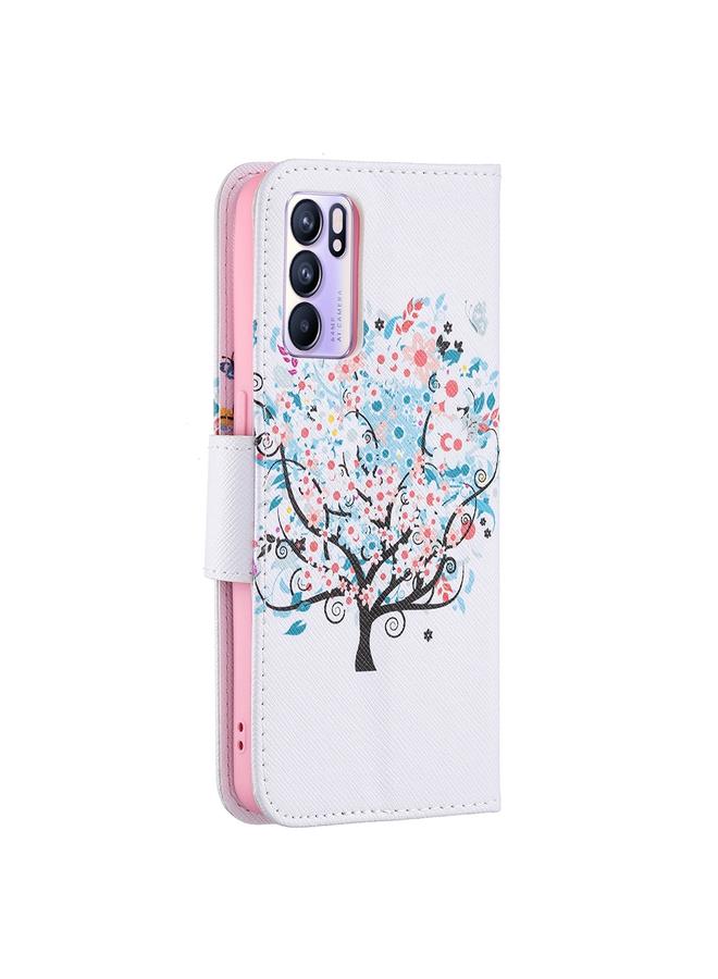 S-TOP Case For OPPO Reno6 Colored Drawing Pattern Horizontal Flip Leather Case with Holder & Card Slots & Wallet - Image 3