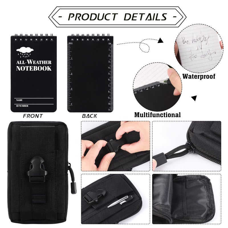 Prudiut 3 Ã— 5" Waterproof Notepad Notebook with Weatherproof Pen and Fabric Notebook Cover, Write in the Rain Pocket Notebook Waterproof Small Notepad for Outdoor Activities Recording - Image 3