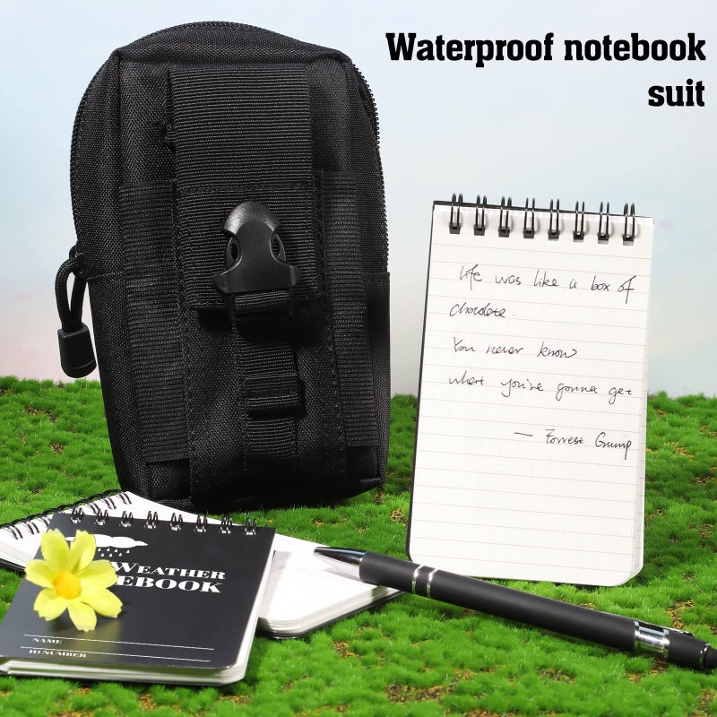 Prudiut 3 Ã— 5" Waterproof Notepad Notebook with Weatherproof Pen and Fabric Notebook Cover, Write in the Rain Pocket Notebook Waterproof Small Notepad for Outdoor Activities Recording - Image 5