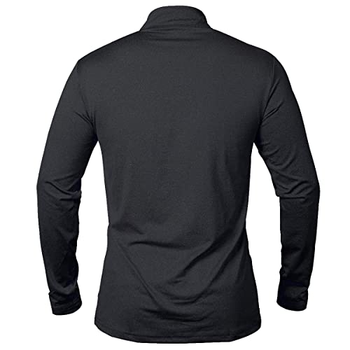 MANSDOUR Men's Active Sports Shirt 1/4 Zip Performance Long Sleeve Workout Running T Shirt Pullover Tops Black - Image 3