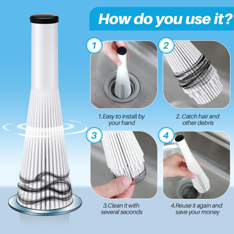 Feekoon 2 Pack Lint Trap for Washing Machine Utility Tub and Sink Drains, Laundry Lint Catcher with Rubber Plugs, Hair Catcher, Compatible with 1. 5''and 1. 75'' Drain to Prevent Clogs in Plumbing - Image 4