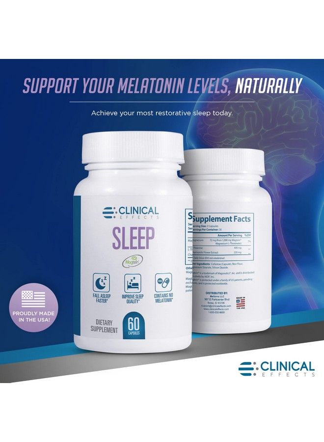 Sleep Magnesium Supplement With Magtein 60 Capsules Magnesium L Threonate L Theanine And Chamomile For Relaxation And Natural Calm No Melatonin Sleep Support Usa Made